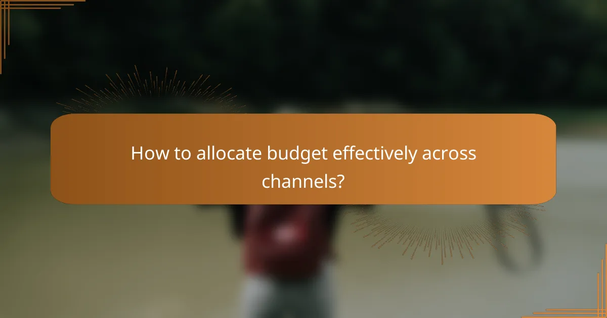 How to allocate budget effectively across channels?