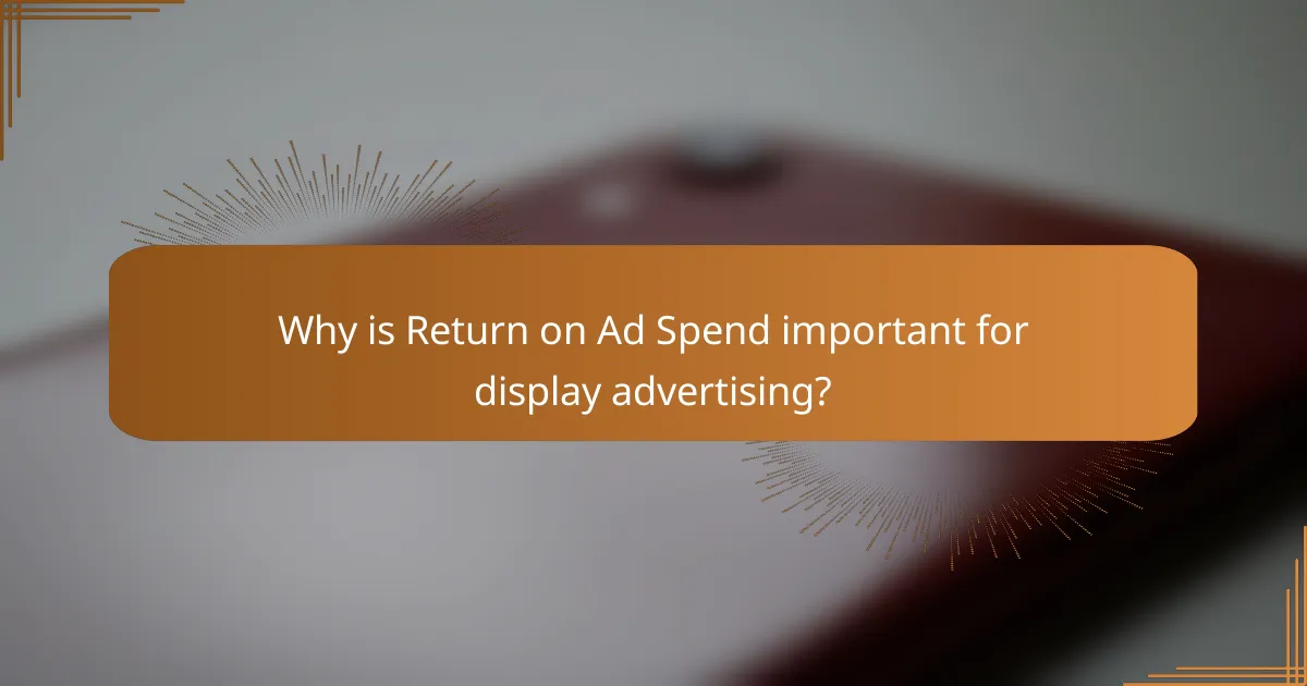 Why is Return on Ad Spend important for display advertising?
